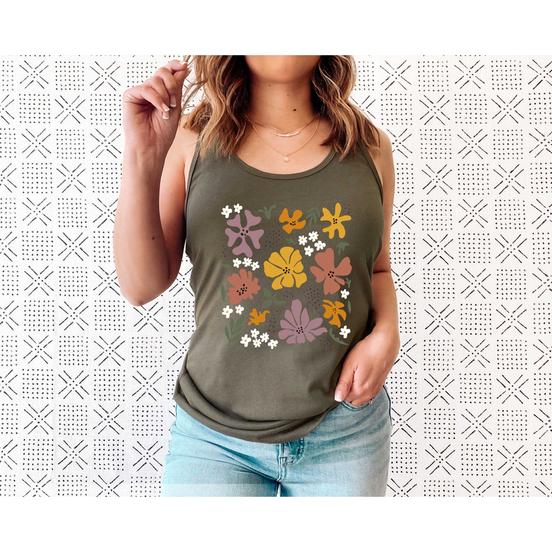 Flower Tank Top Shirt, Gift For Her, Flower Tank Aesthetic, Floral Graphic Tee, Floral Tank, Wild Flower Tank Top, Wildflower T-shirt - 8.jpg