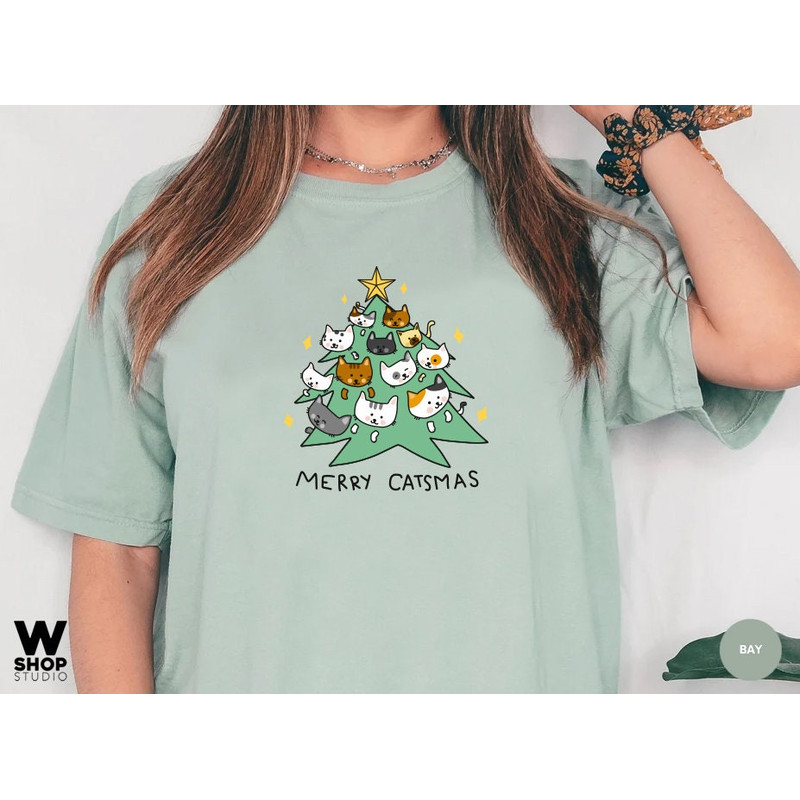 Funny Christmas Cat Shirt, Cat Lover Gift, Cute Christmas Tee, Cat lover gift, Holiday graphic, Merry Christmas Tree Shirt, Cat owner tee - 5.jpg