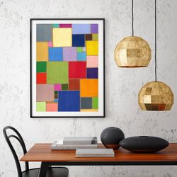 Printable pattern Abstract colored squares, Large poster, Digital file, Home decor, Art print, Color oil pastel painting