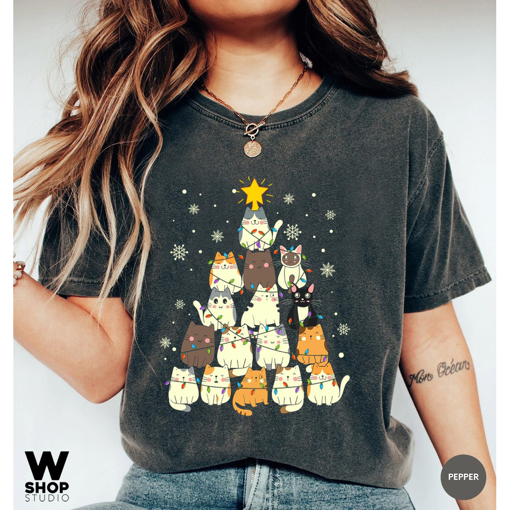 Funny Christmas Cat Shirt, Cat Lover Gift, cute Christmas Tee, Cat lover gift, Holiday graphic, Merry Christmas Tree Shirt, Cat owner tee - 1.jpg