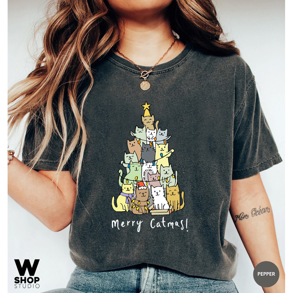 Funny Christmas Cat Shirt, Cat Lover Gift, cute Christmas Tee, Cat lover gift, Holiday graphic, Merry Christmas Tree Shirt, Cat owner tee - 2.jpg