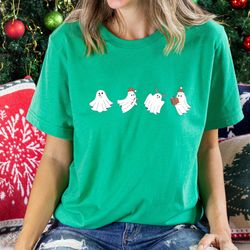 funny christmas shirt, merry christmas shirt, womens christmas shirt, cute ghost christmas tee, holiday tree shirt, chri