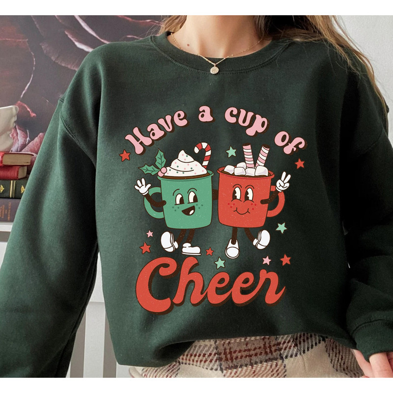 Have a Cup of Cheer Cocoa Sweater, Vintage Christmas, Christmas Sweatshirt, Women's Cute Santa, Xmas Graphic Pullover, Holiday Ugly Sweater - 2.jpg