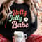 Holly Jolly Babe Christmas Shirt, Retro Christmas Long Sleeve Tee, Retro Xmas sweatshirt, Christmas holiday apparel, Long Sleeve T shirt - 5.jpg