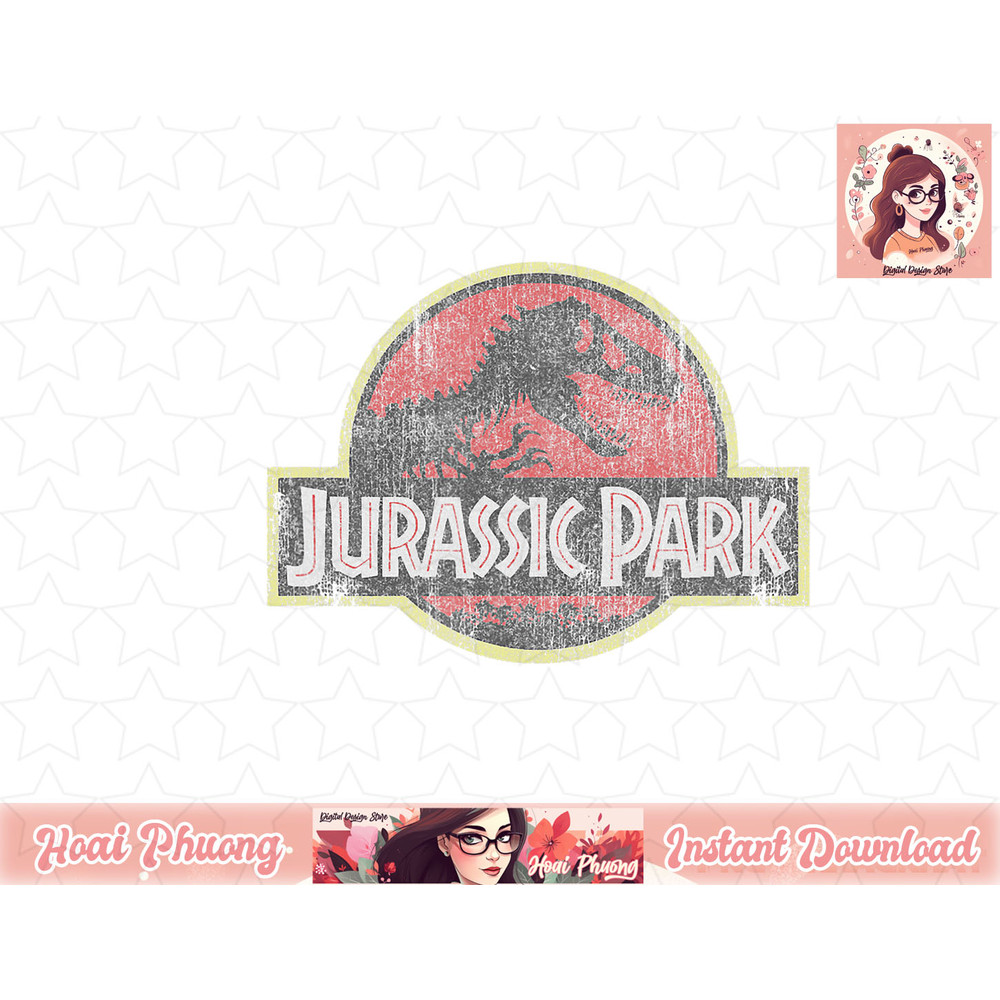 Jurassic Park Classic Retro Red Distressed Logo png, instant download.jpg