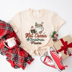 hot cocoa christmas t shirt, retro christmas t-shirt, retro xmas holiday apparel, christmas shirts, vintage christmas te