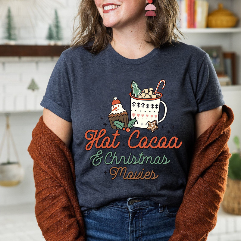 Hot Cocoa Christmas T shirt, retro Christmas t-shirt, Retro Xmas holiday apparel, Christmas Shirts, Vintage christmas Tee - 3.jpg