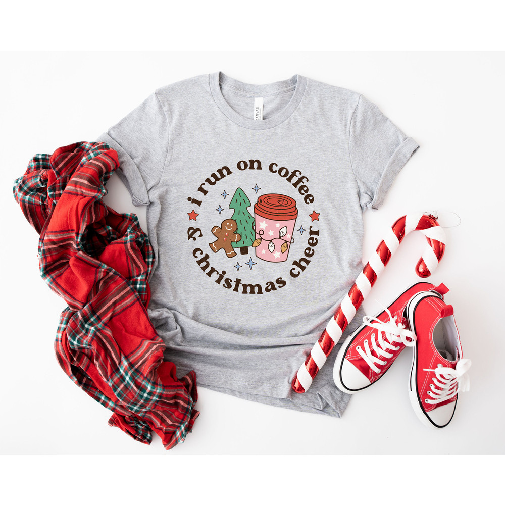 I run on coffee Shirt cheer tee, Retro Christmas Cheer t-shirt, cute christmas tee, funny holiday apparel, Holiday apparel Tee - 2.jpg
