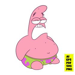 patrick svg, patrick star svg, patrick sad svg, spongebob svg, bob svg, cartoon svg, ai eps digital file
