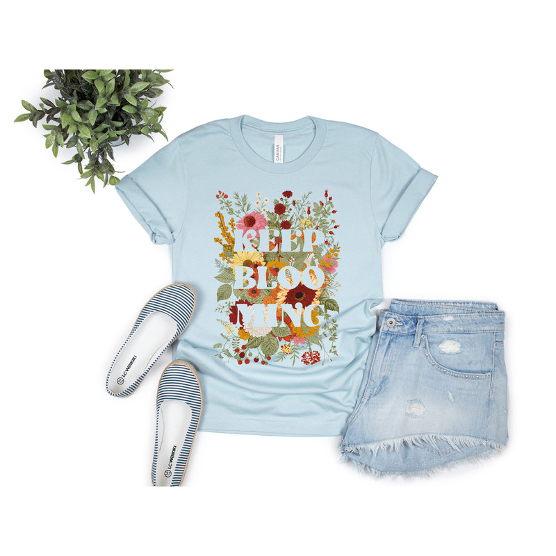 Keep Blooming Tee, Floral T-shirt, Bohemian Style Shirt, Butterfly Shirt, Trending Right Now, Women's Graphic T-shirt, Love Tee - 7.jpg