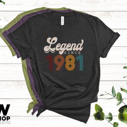 legend since 1981 t-shirt, vintage 40th birthday gift, 40th birthday t-shirt, 1981 40th birthday gift, 40th birthday ide