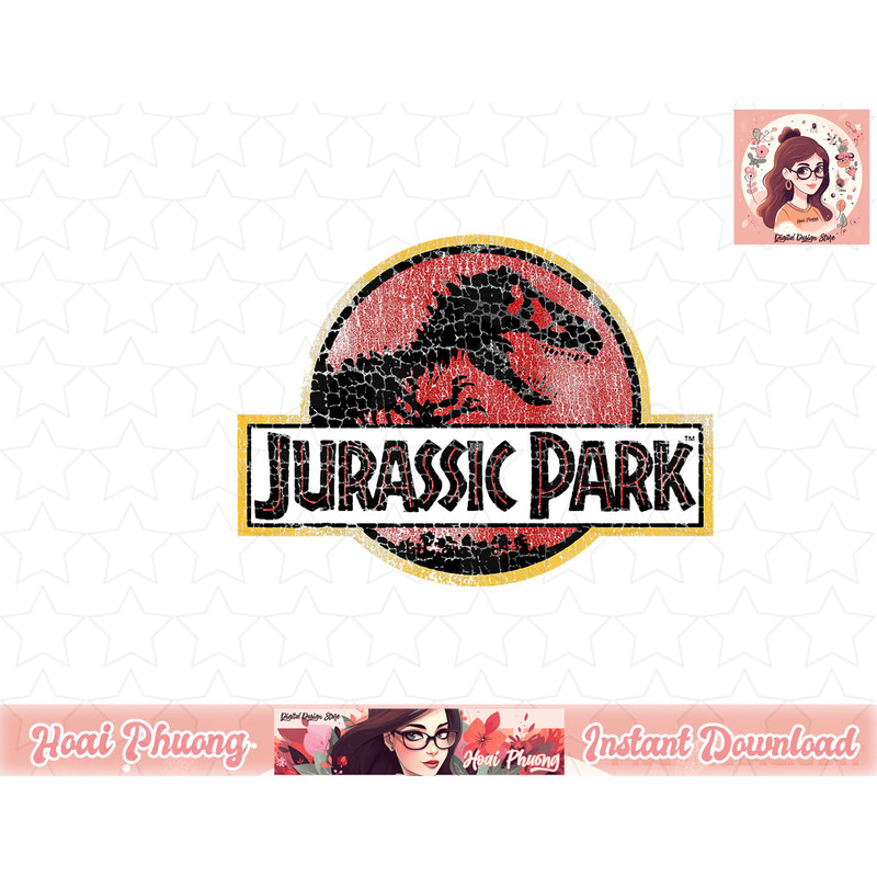Jurassic Park Cracked Classic Vintage Logo png, instant download.jpg