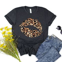 leopard lips - lips shirt, mom shirt, mom life, cougar shirt, leopard print, lucious lips shirt, cheetah print, red lips