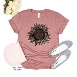 leopard sunflower shirt, womens flowers shirt, sunflower graphic tee, women's tee, trending, gift for her