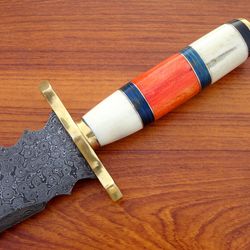 damascus steel dagger handmade outdoor swords custom hand forged swords camping swords with leather sheath mk5388m