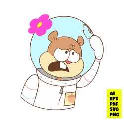 sandy cheeks svg, squirrel svg, flower svg, spongebob svg, bob svg, cartoon svg, ai eps digital file