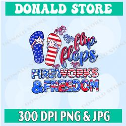 flip flops fireworks and freedom png sublimation design download, usa flag png, 4th of july png, independence day png
