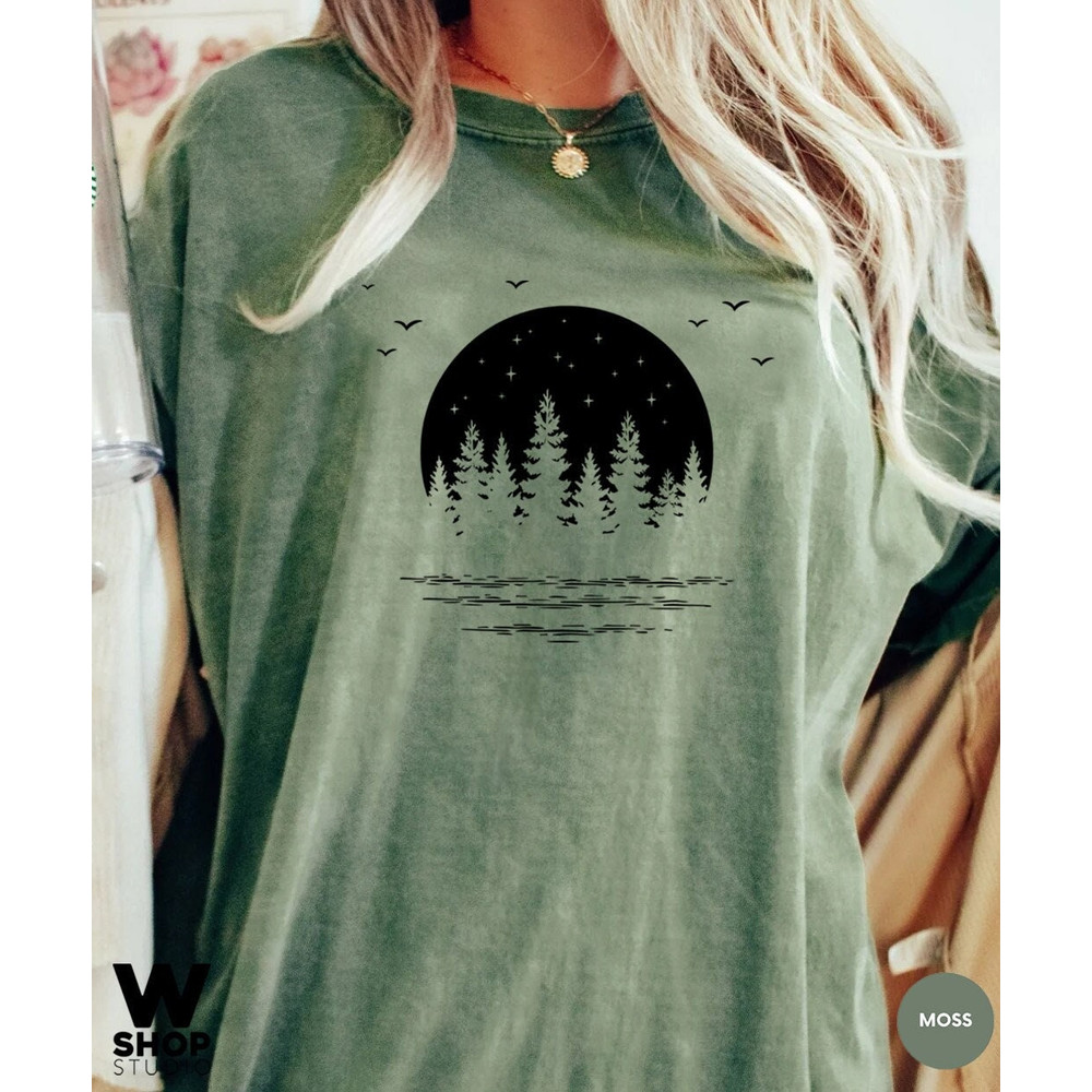 Moon Nature T Shirts for Women, adventure shirt, get outdoors graphic tee, travel t shirts, Forest hiking, mountains, Hiker Oversized Tee - 1.jpg