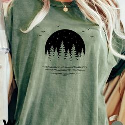 moon nature t shirts for women, adventure shirt, get outdoors graphic tee, travel t shirts, forest hiking, mountains, hi