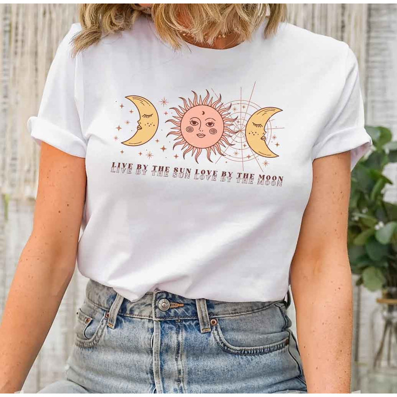 Mystic Moon And Sun Shirt, Mystical Moon Phase Shirt, Moon Phase T-Shirt, Boho Vintage Moon Shirt, Celestial Moon Shirt, Spiritual T-Shirt - 3.jpg