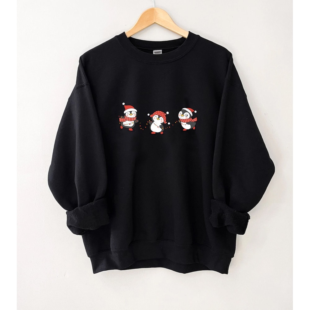 Penguin Sweatshirt, Cute Christmas Sweatshirt, Christmas Crewneck, Holiday Party Funny Shirt, Long Sleeve Holiday Sweater, Christmas Sweater - 2.jpg