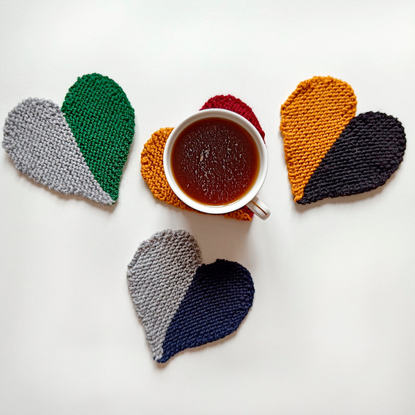 Hogwarts heart mug coasters knitting pattern pdf