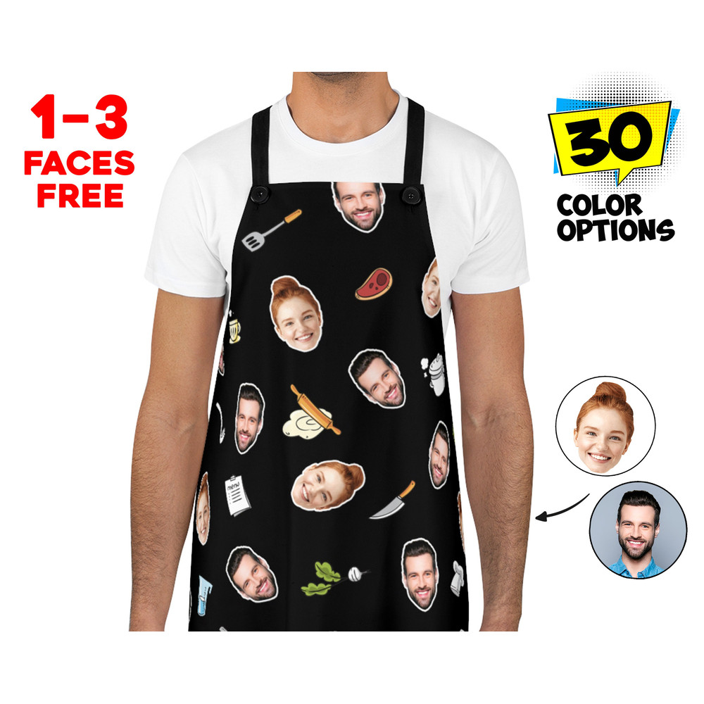 Personalized Faces Apron, Custom Photo Apron for Women and Men, Funny Crazy Face Kitchen Apron Personalized Kitchen Custom Picture Chef Gift - 1.jpg