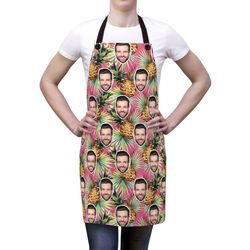 personalized faces apron, custom photo apron, tropical apron, funny crazy face kitchen apron personalized kitchen custom