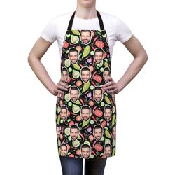 personalized faces apron, custom photo apron, vegetables apron, funny crazy face kitchen apron personalized kitchen cust