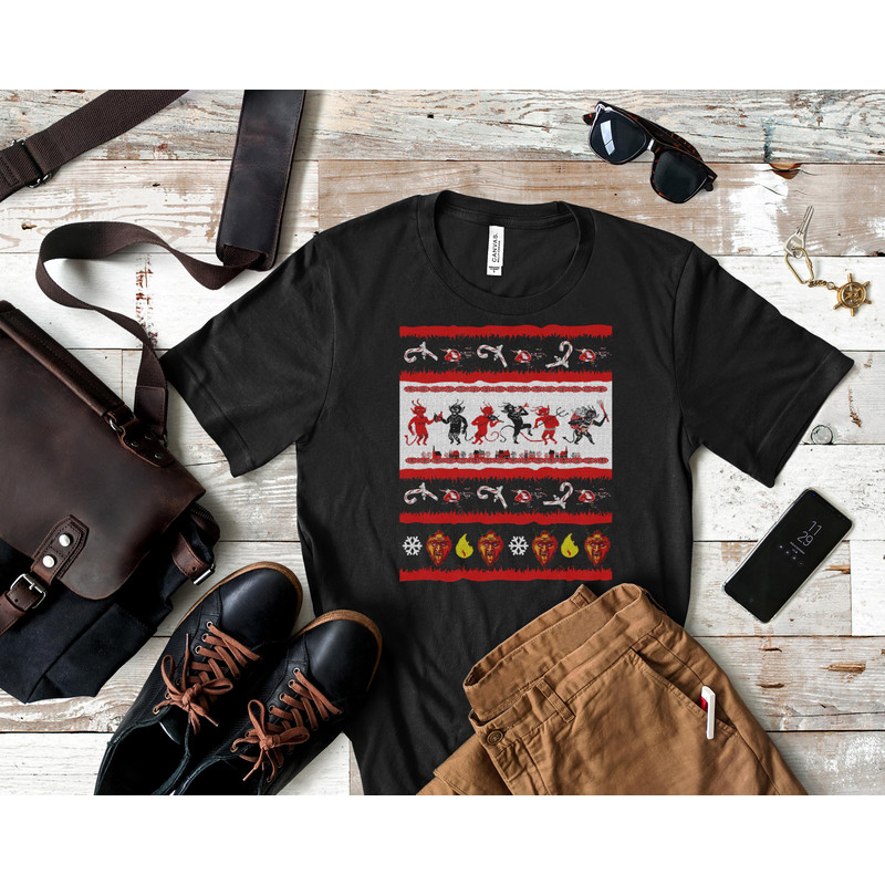 Krampus Christmas Gifts Presents The Krampus The Christmas Devil Having A Partying Krampus Ugly Chri_Shirt_Black.jpg