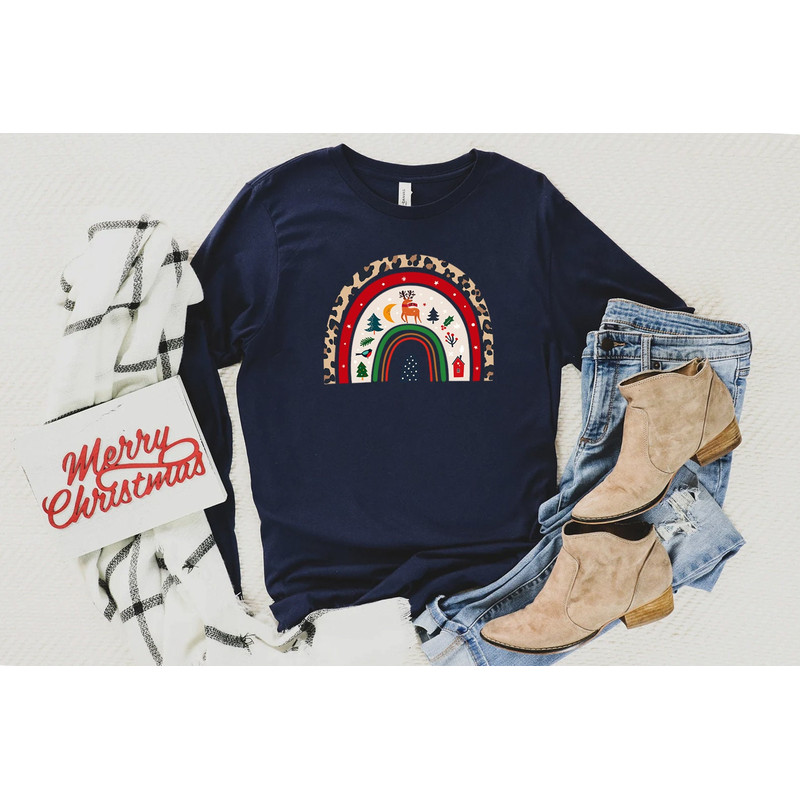 Rainbow Christmas Sweatshirt, Merry & Bright Long Sleeve Shirt, Women Gift Idea, Trendy Christmas Rainbow, Long Sleeve T shirt - 4.jpg
