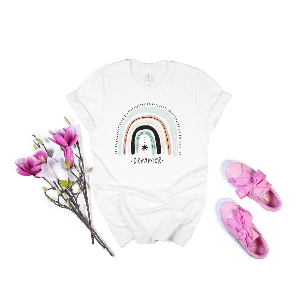 Rainbow Shirt, Women's Graphic Tees, Dreamer T Shirt, Rainbow T-Shirt Rainbow Tee Inspirational Shirt Dreamer Life Boho Tshirt - 1.jpg