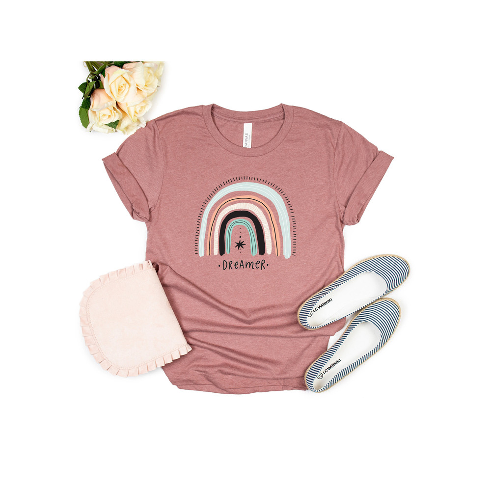 Rainbow Shirt, Women's Graphic Tees, Dreamer T Shirt, Rainbow T-Shirt Rainbow Tee Inspirational Shirt Dreamer Life Boho Tshirt - 5.jpg