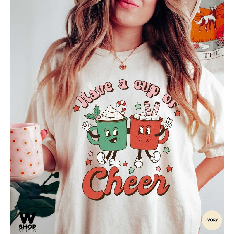 Retro Christmas cheer shirt, Christmas party shirt, Cute Women's holiday shirt, Women's Christmas top, Xmas shirt, funny Holiday shirt - 1.jpg