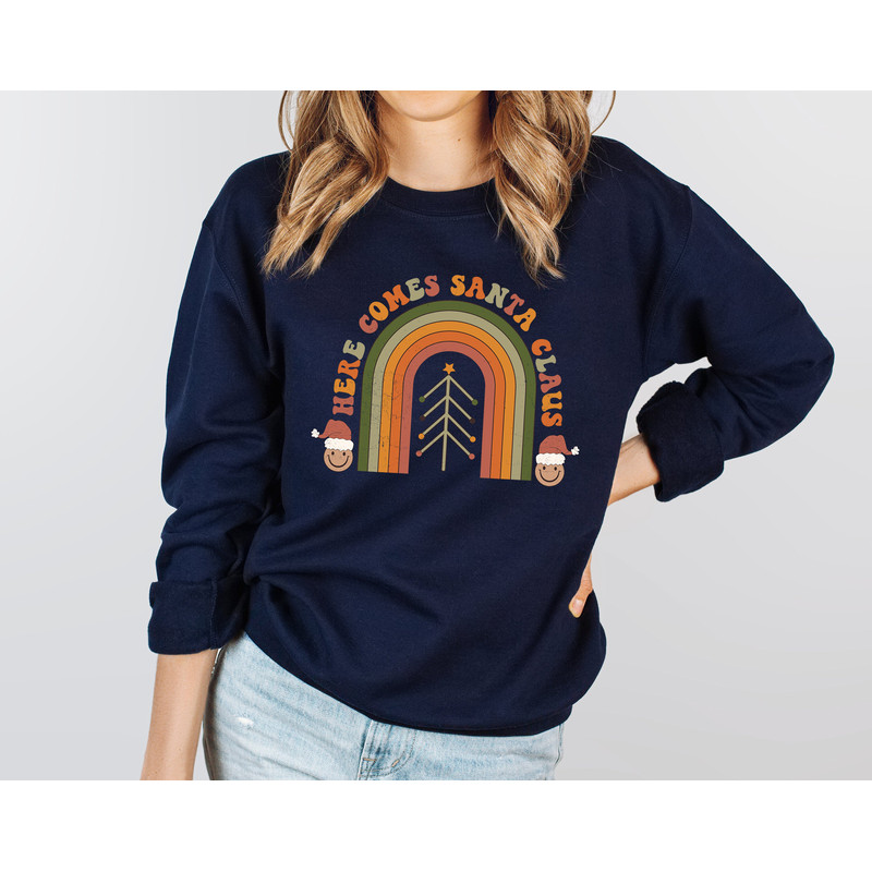 Retro Christmas sweatshirt, Hippie Santa Claus Sweatshirt, Cute christmas sweatshirt, Christmas sweatshirt, Vintage sweatshirt - 3.jpg