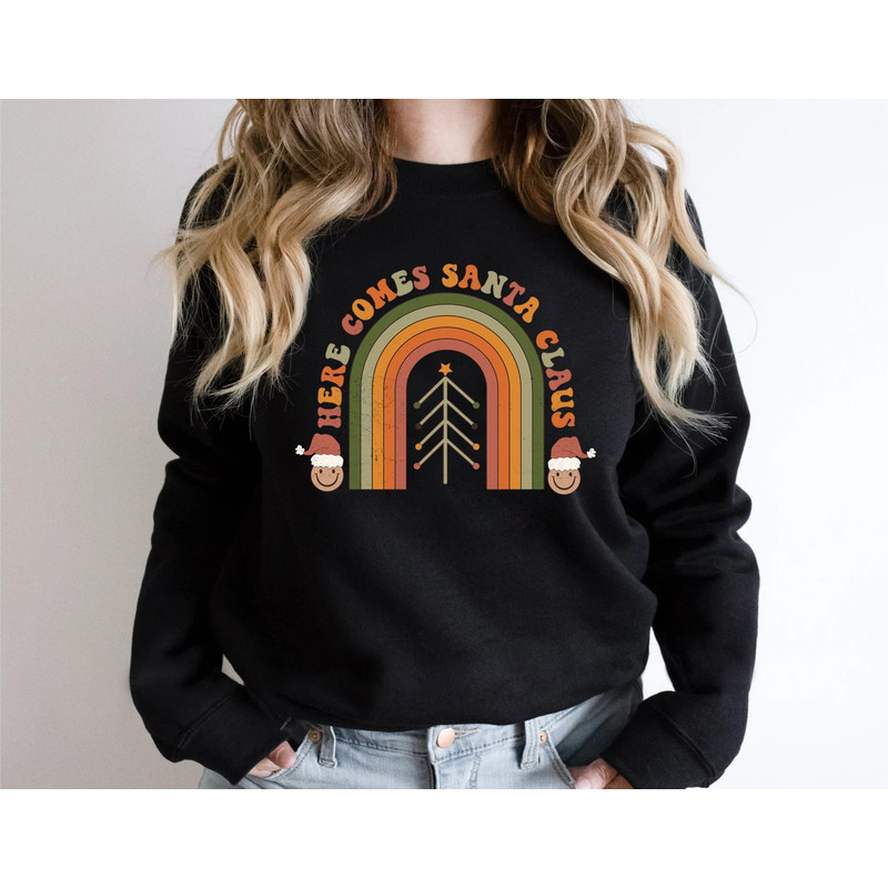 Retro Christmas sweatshirt, Hippie Santa Claus Sweatshirt, Cute christmas sweatshirt, Christmas sweatshirt, Vintage sweatshirt - 4.jpg