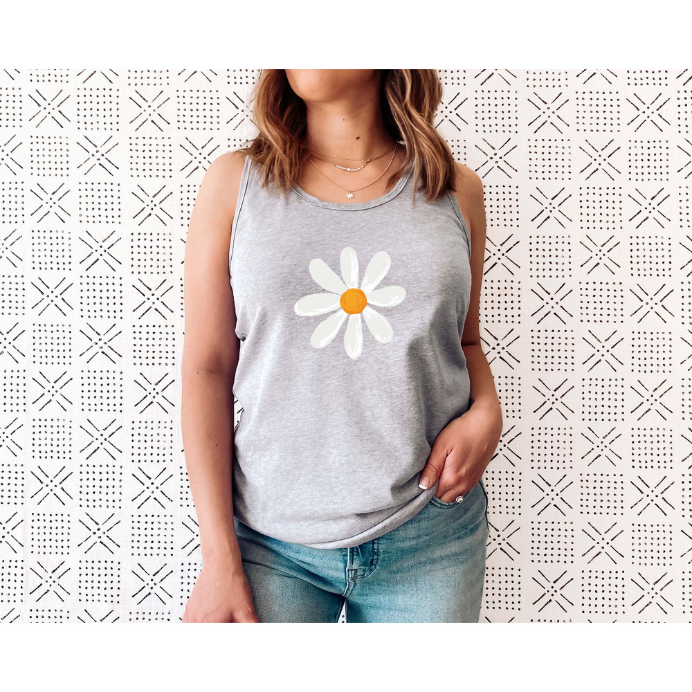 Retro Floral Daisy Tank Top, Wild Flowers Tank, Floral Hippie Tank Top, Flower Shirt, Gift for Women, Ladies Tank, Best Friend Gift - 3.jpg