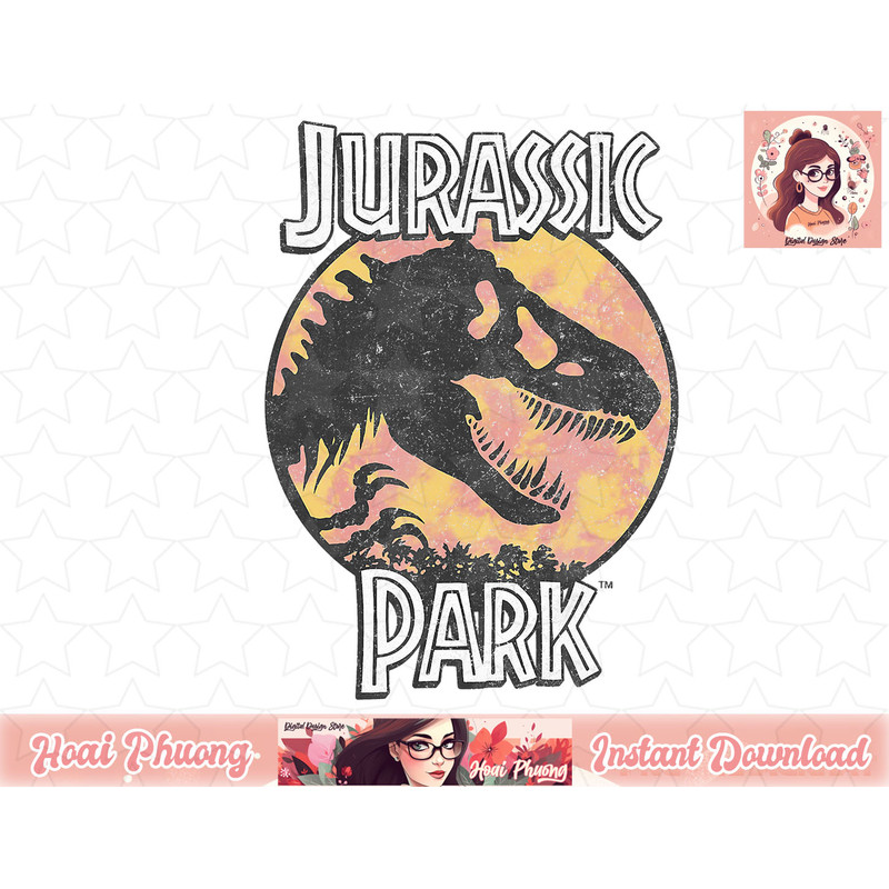 Jurassic Park Distressed Peach & Yellow Logo Graphic png, instant download.jpg