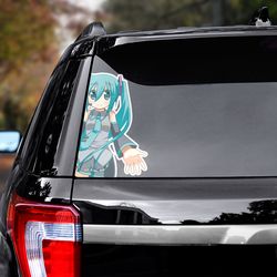 hatsune miku decal for car, hatsune miku sticker, anime car decal, anime decal, hatsune miku decal, anime sticker