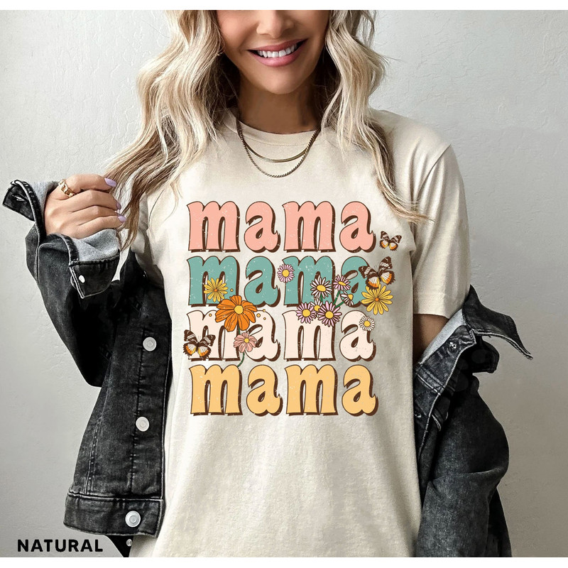Retro Vintage Mama Shirt, Wildflowers Mama Shirt, Retro Mom TShirt, Mother's Day Gift, Flower Shirts for Women, Floral New Mom Gift - 1.jpg