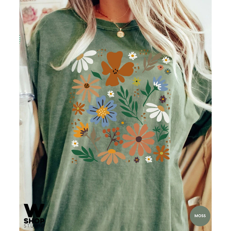 Retro Wildflower Tshirt, Comfort Colors Shirt, Floral Tshirt, Meadow, Flower Shirt, Gift for Women, Ladies Shirts, Best Friend Gift - 2.jpg