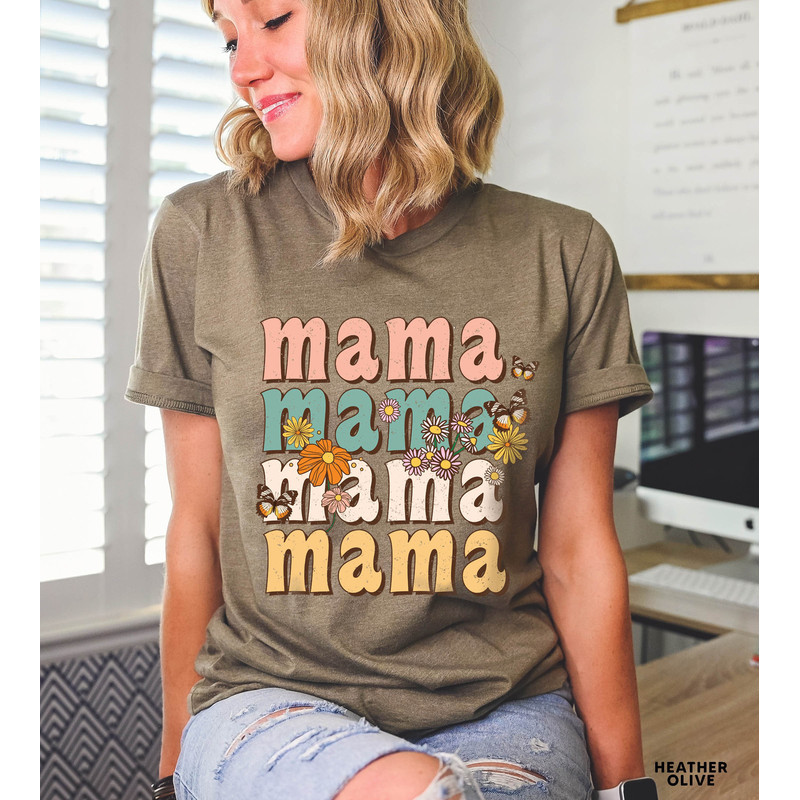 Retro Vintage Mama Shirt, Wildflowers Mama Shirt, Retro Mom TShirt, Mother's Day Gift, Flower Shirts for Women, Floral New Mom Gift - 3.jpg