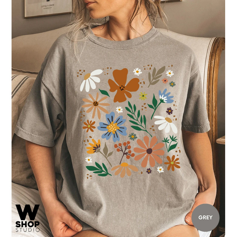 Retro Wildflower Tshirt, Comfort Colors Shirt, Floral Tshirt, Meadow, Flower Shirt, Gift for Women, Ladies Shirts, Best Friend Gift - 3.jpg