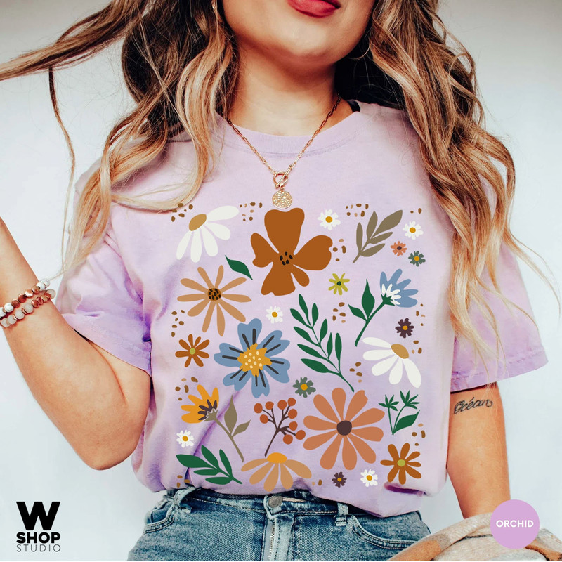 Retro Wildflower Tshirt, Comfort Colors Shirt, Floral Tshirt, Meadow, Flower Shirt, Gift for Women, Ladies Shirts, Best Friend Gift - 4.jpg