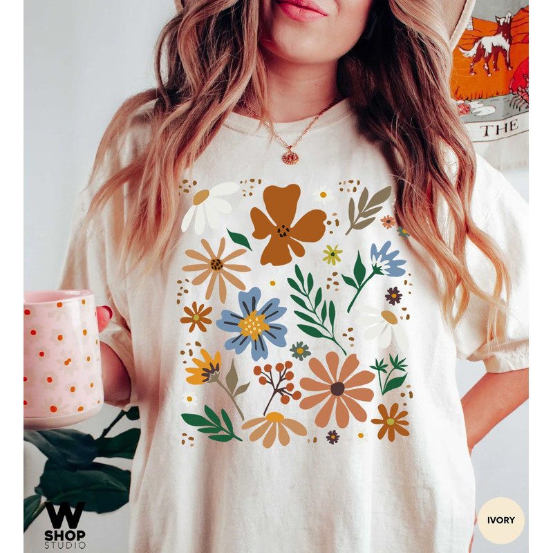 Retro Wildflower Tshirt, Comfort Colors Shirt, Floral Tshirt, Meadow, Flower Shirt, Gift for Women, Ladies Shirts, Best Friend Gift - 6.jpg