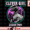 Jurassic Park Distressed Teal Raptor Clever Girl Short Sleeve png, instant download.jpg