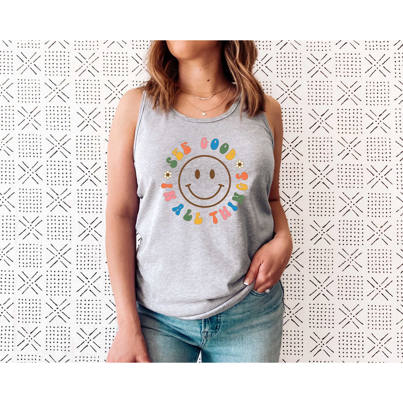 See Good In All Things Tank Top Tee, Retro Tank Shirt, Groovy Aesthetic Tank, Inspirational Tank, Positivity Tank Top, Retro Trendy Clothing - 3.jpg