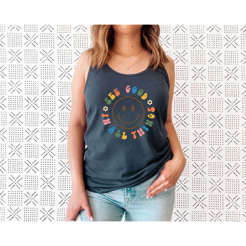 See Good In All Things Tank Top Tee, Retro Tank Shirt, Groovy Aesthetic Tank, Inspirational Tank, Positivity Tank Top, Retro Trendy Clothing - 5.jpg