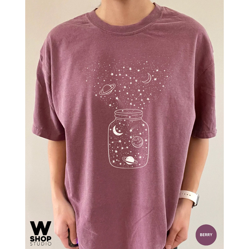 Space Star Galaxy Shirt, Comfort Colors Shirt, Astronomy Tee, Crescent Moon, Milky Way, Unisex Constellation T-shirt - 5.jpg