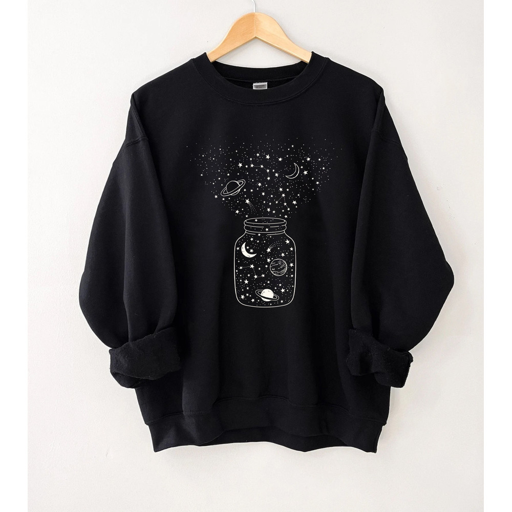 Space Shirt, Star Galaxy Sweatshirt, Astronomy Tee, Outdoors, Crescent Moon, Milky Way, Star Unisex Sweatshirt, Constellation Top - 6.jpg